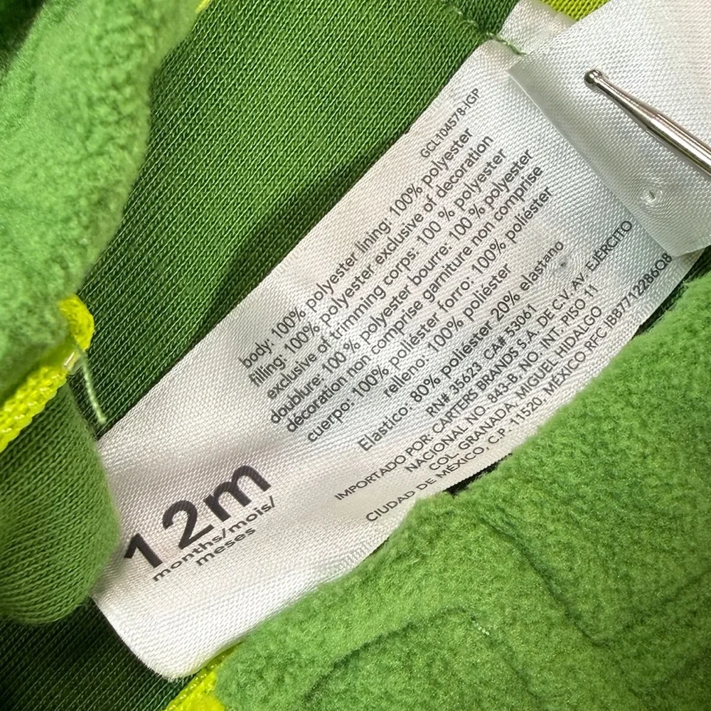 CARTER'S Unisex Baby Avocado Fleece Zip Up Halloween Costume Outfit Size 12M - Picture 8 of 8